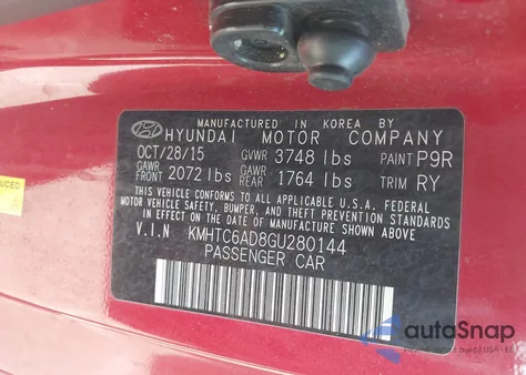 2016 Hyundai Veloster from USA, damaged, VIN KMHTC6AD8GU280144